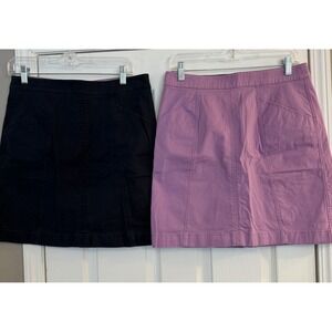 Boden Lot Of 2 Skirts Sz 8R Navy Lilac A-Line Mini Cotton Zipper Golf Active